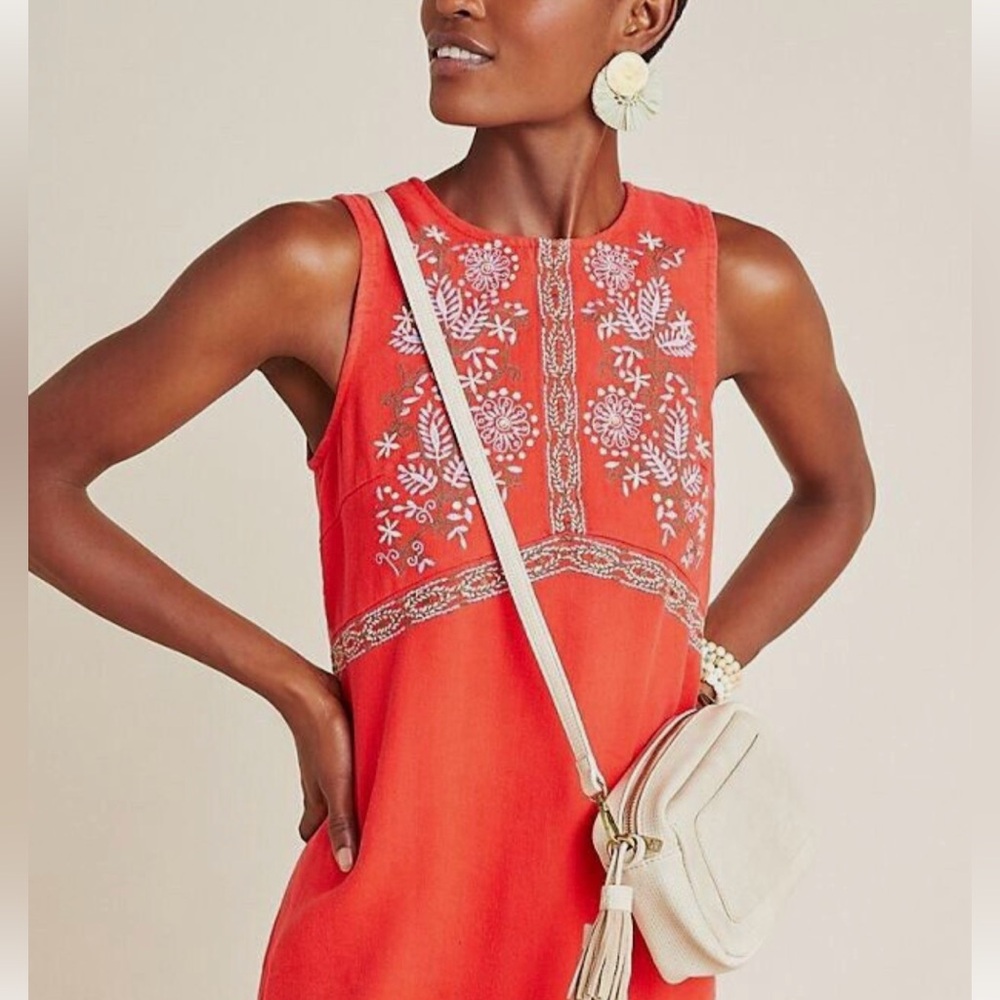 Anthropologie mini embroidery dress